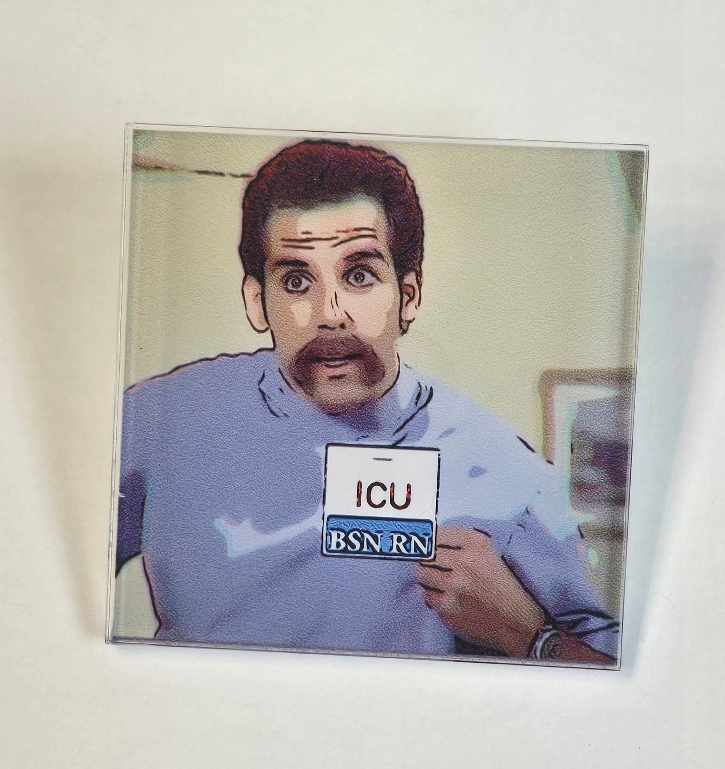 Badge Reel with a person holding a license plate on a white background